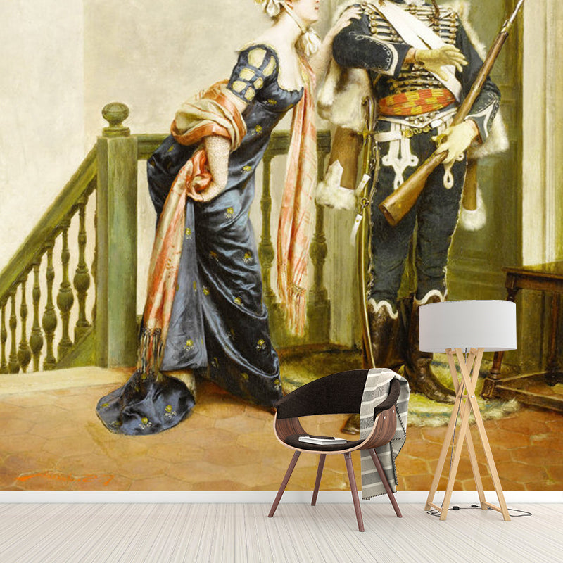 Frendorf | Waterdichte Officier en Dame Muurbehang Non-Woven Stof Klassieke Muurdecoratie, Persoonlijke Grootte Beschikbaar