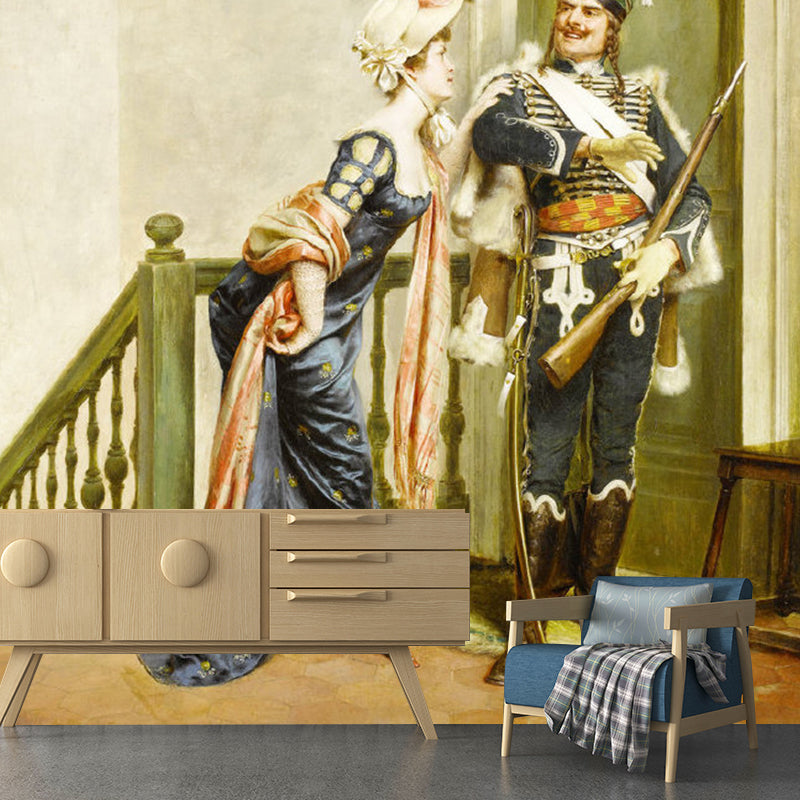 Frendorf | Waterdichte Officier en Dame Muurbehang Non-Woven Stof Klassieke Muurdecoratie, Persoonlijke Grootte Beschikbaar