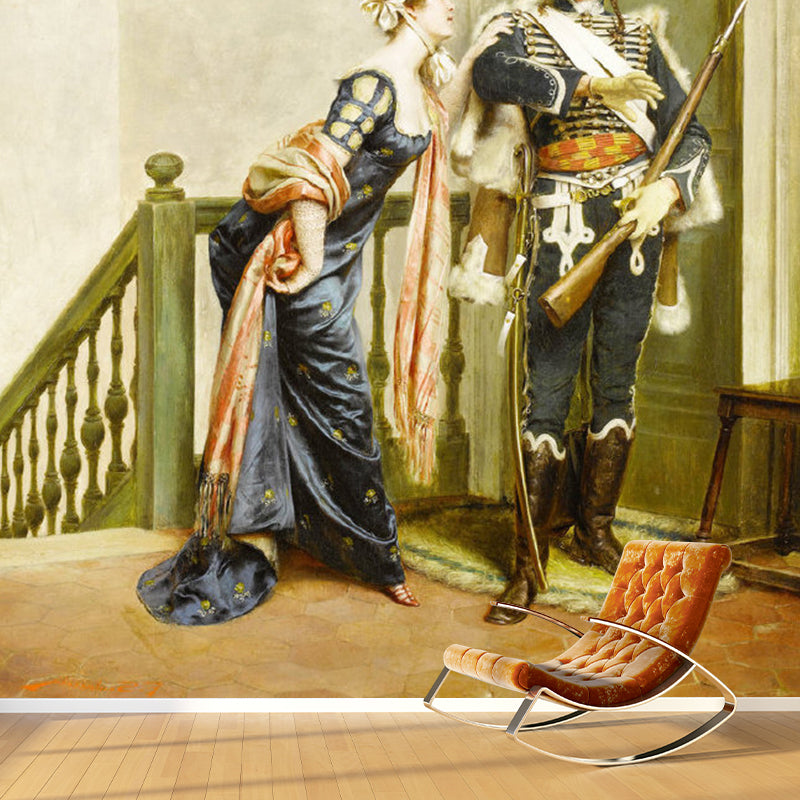 Frendorf | Waterdichte Officier en Dame Muurbehang Non-Woven Stof Klassieke Muurdecoratie, Persoonlijke Grootte Beschikbaar