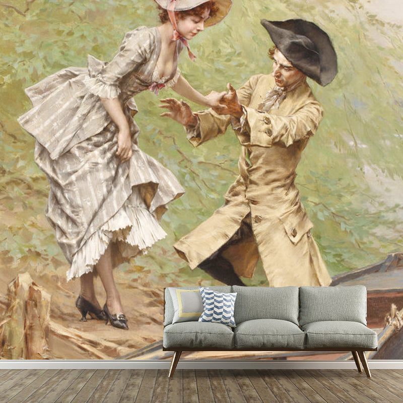 Frendorf | Große europäische Wandkunst in Braun Herr und Dame Wandmural Aufkleber, benutzerdefinierte Größe verfügbar
