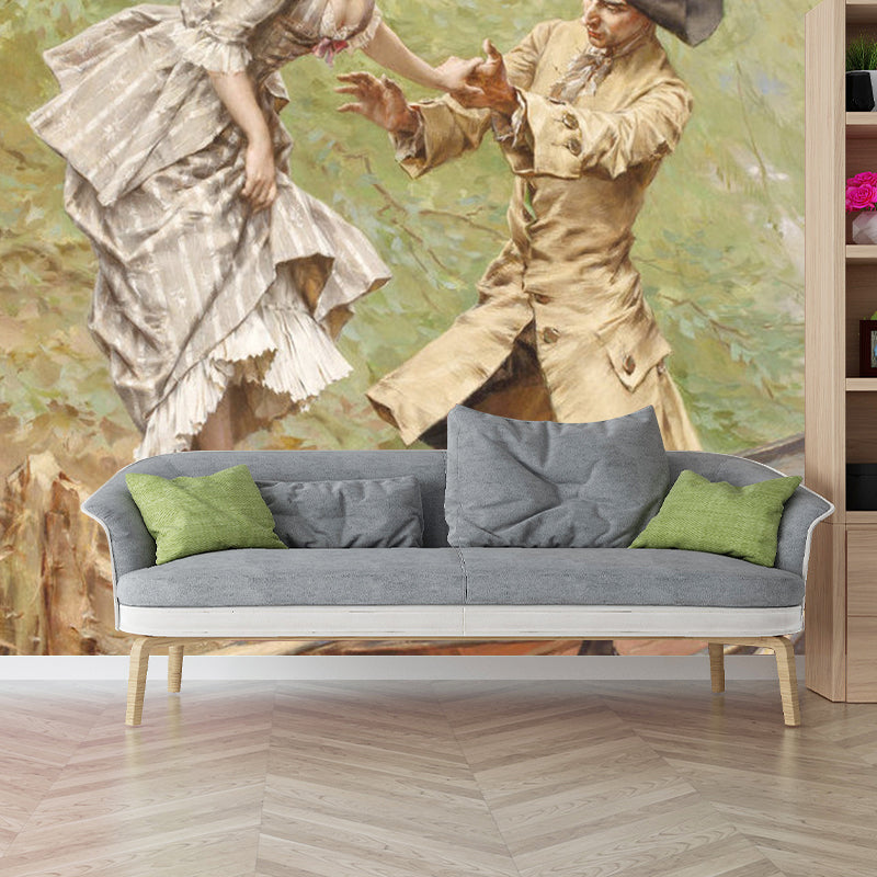 Frendorf | Große europäische Wandkunst in Braun Herr und Dame Wandmural Aufkleber, benutzerdefinierte Größe verfügbar