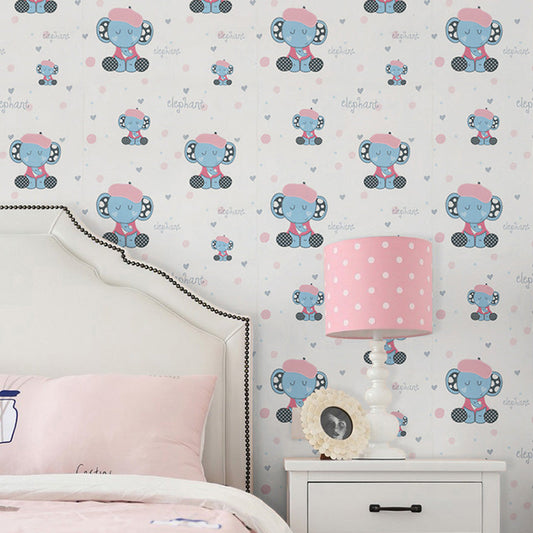 Frendorf | 33' x 20.5" Moderne Tapetenrolle in Pastellfarbe Süßer Elefant Wanddekoration, Unpasteurized