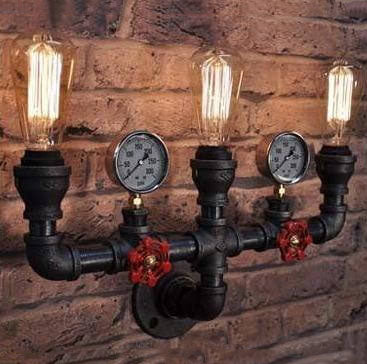 Frendorf | PipeLume Industrielle Wandleuchte | Retro Metallrohr-Design | 2/3-flammige Wandlampe | Vintage Deko