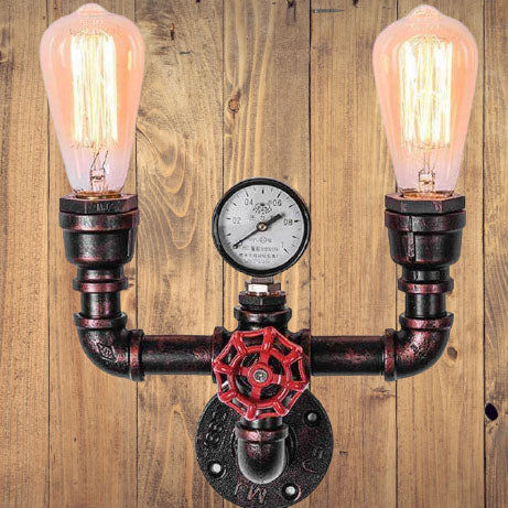 Frendorf | PipeLume Industrielle Wandleuchte | Retro Metallrohr-Design | 2/3-flammige Wandlampe | Vintage Deko