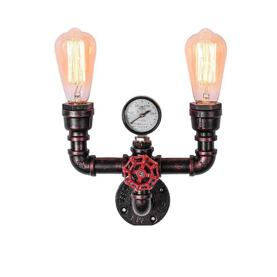 Frendorf | PipeLume Industrielle Wandleuchte | Retro Metallrohr-Design | 2/3-flammige Wandlampe | Vintage Deko