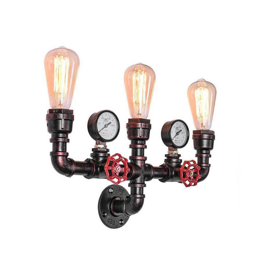 Frendorf | PipeLume Industrielle Wandleuchte | Retro Metallrohr-Design | 2/3-flammige Wandlampe | Vintage Deko
