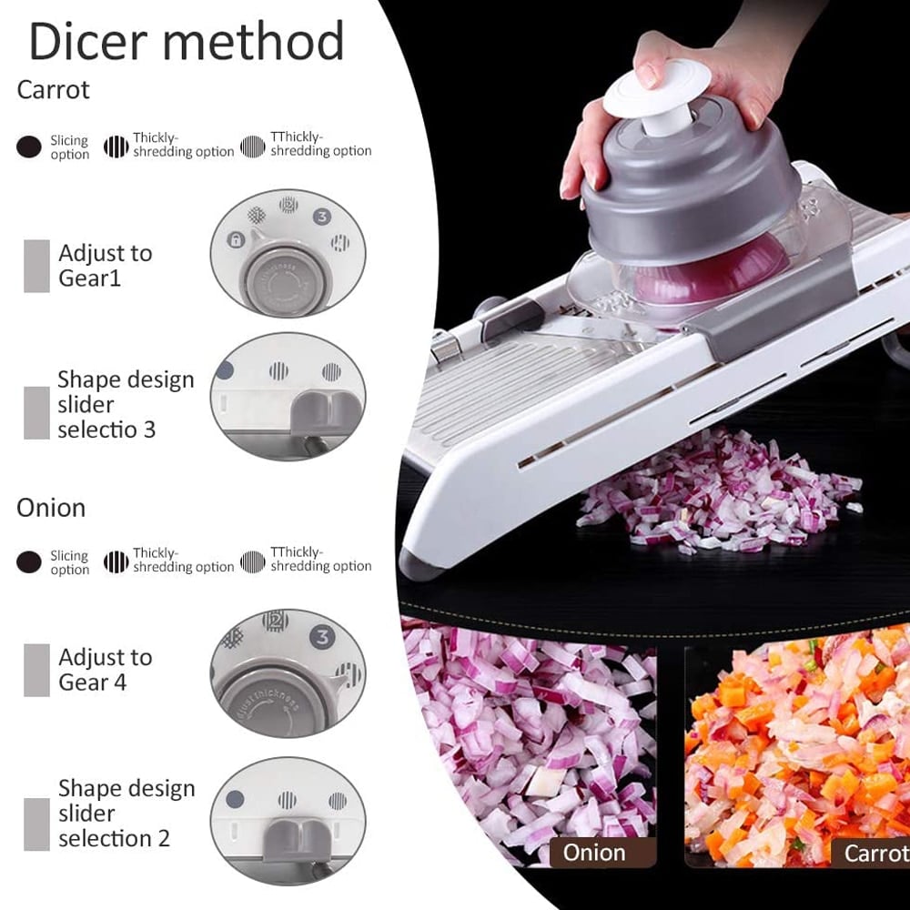 Frendorf | Mandoline Gemüseschneider – Professionelle Reibe mit Einstellbare 304 Edelstahl Klingen