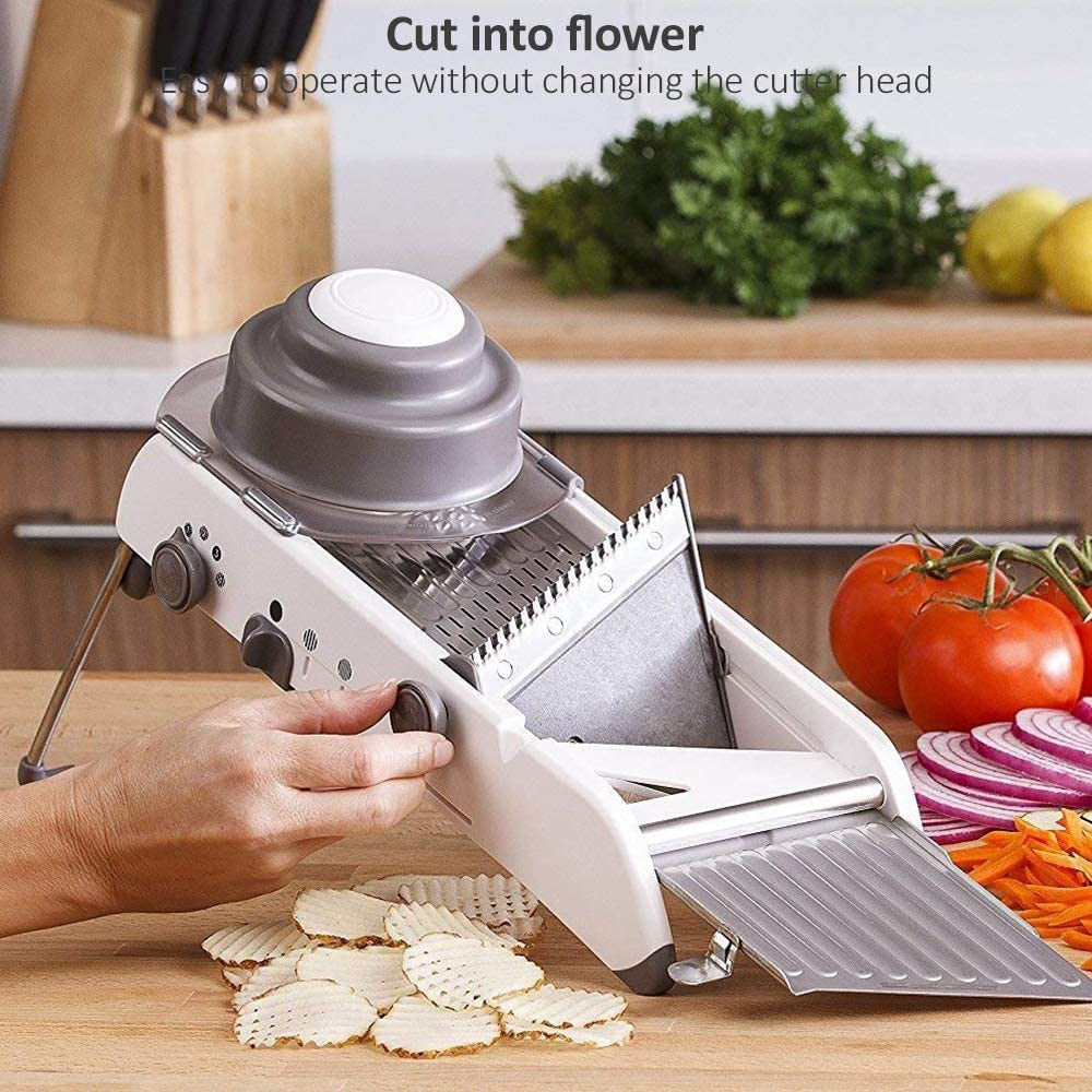 Frendorf | Mandoline Gemüseschneider – Professionelle Reibe mit Einstellbare 304 Edelstahl Klingen