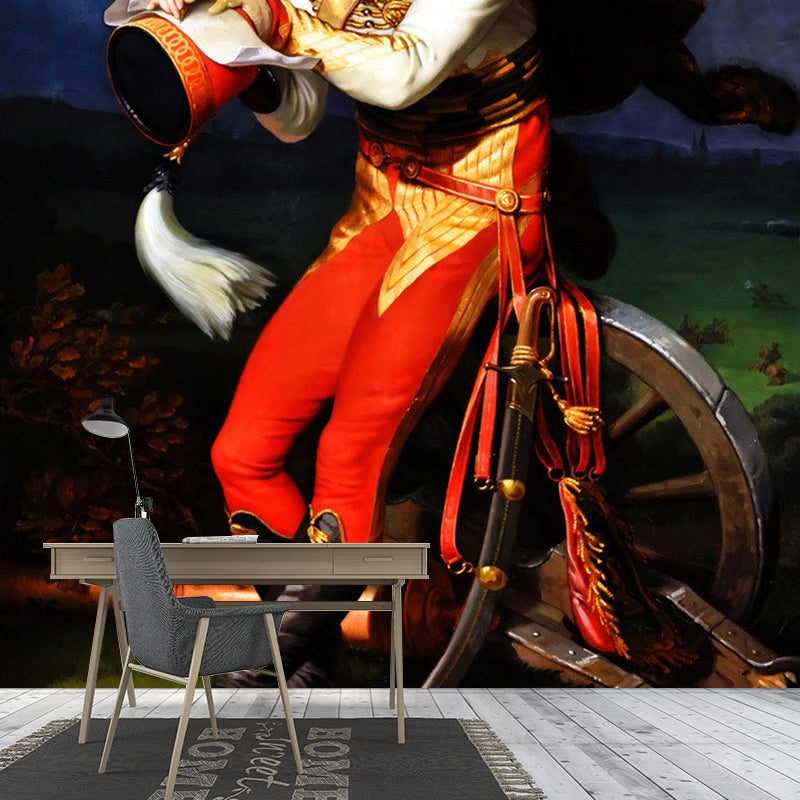 Frendorf | Braun und Rote Malerei Wandbild Tapete Wasserbeständig Wanddekor für Gästezimmer