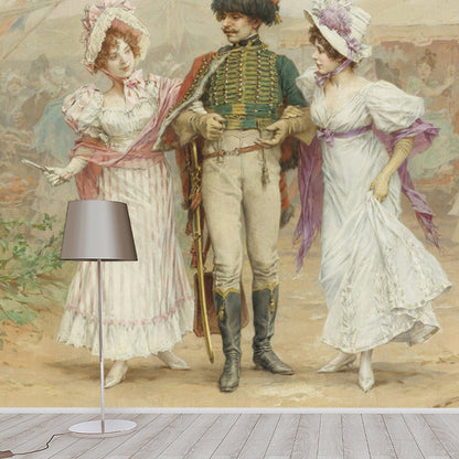 Frendorf | Wasserdicht Lady und Gentleman Wandtapete maßgeschneiderter Druck Klassische Wandkunst für die Heimdekoration