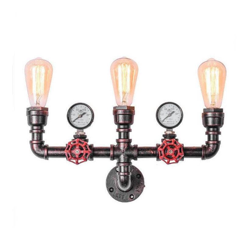 Frendorf | PipeLume Industrielle Wandleuchte | Retro Metallrohr-Design | 2/3-flammige Wandlampe | Vintage Deko