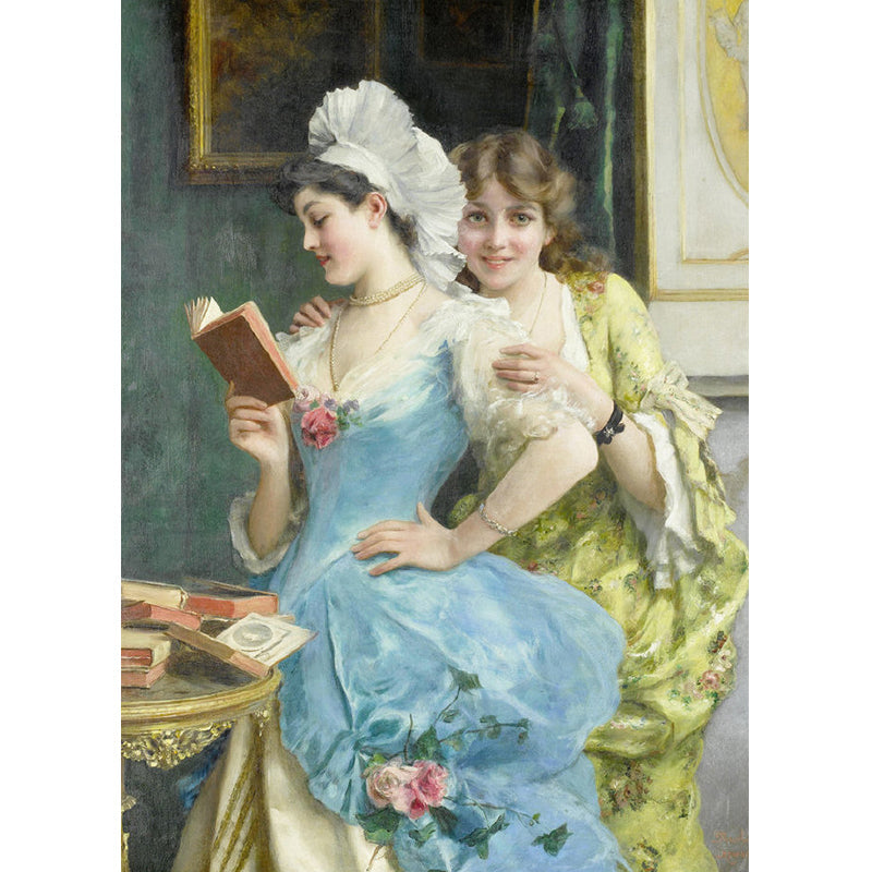 Frendorf | Blaue und gelbe Mid-Century Wandtapete maßgeschneiderte Damen Wanddekoration für den Kamin