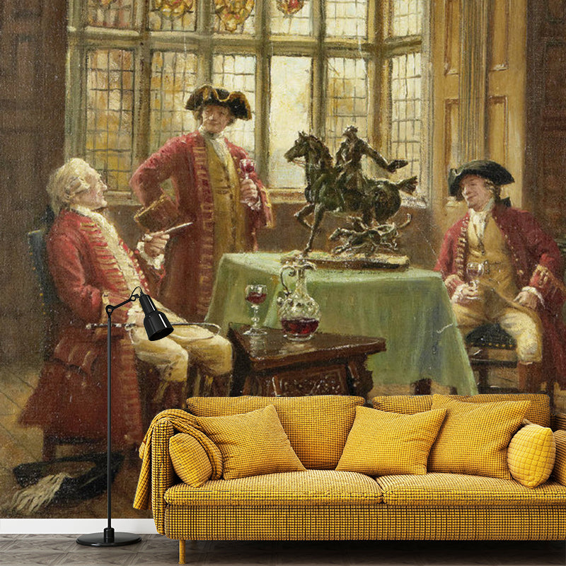 Frendorf | Braun Gentleman Wandmural-Aufkleber Fleckenresistente Wandverkleidung für die Wohnkultur