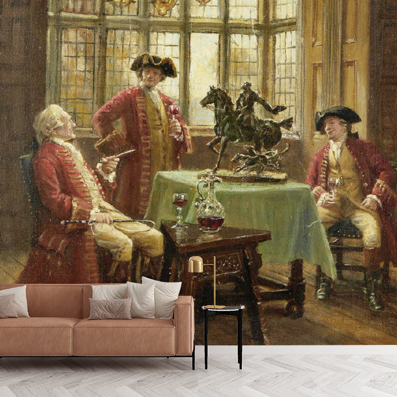 Frendorf | Braun Gentleman Wandmural-Aufkleber Fleckenresistente Wandverkleidung für die Wohnkultur