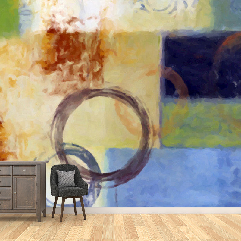 Frendorf | Braun und Blau Nostalgische Wandtapete Maßgeschneidert Aquarell Wanddekoration für das Schlafzimmer