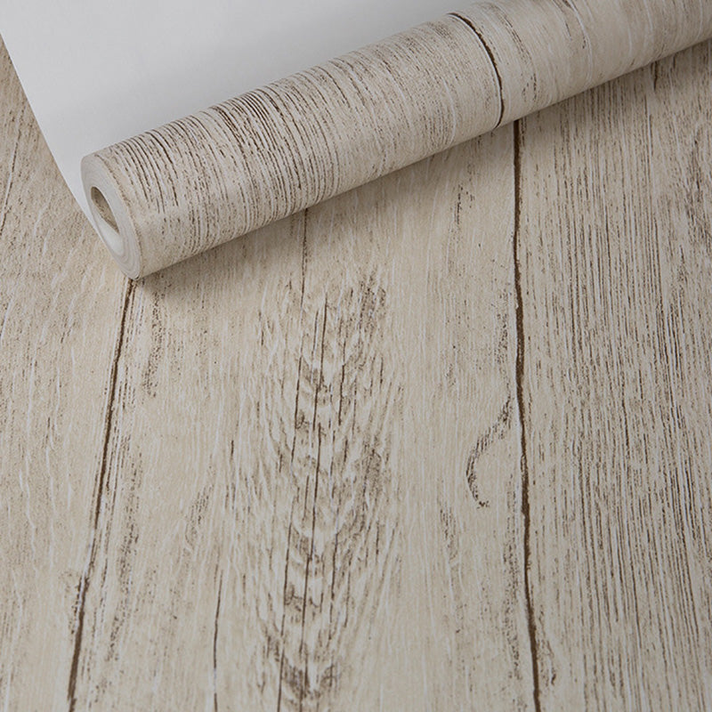 Holzstreifen Wandverkleidung in neutraler Farbe Vliesmaterial Tapete für Café, 57,1 Quadratfuß.