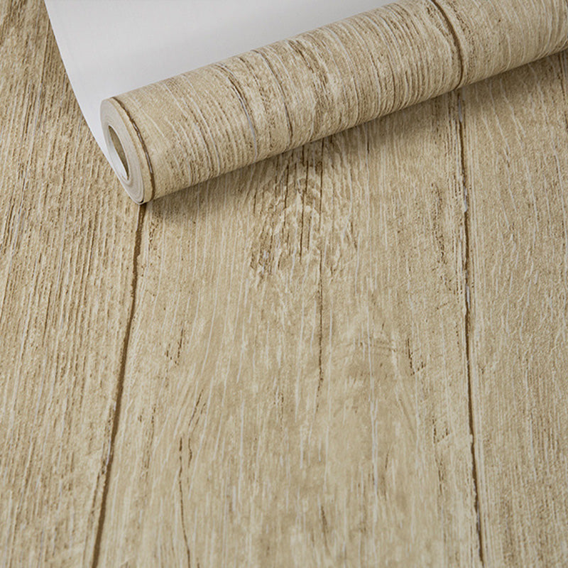 Holzstreifen Wandverkleidung in neutraler Farbe Vliesmaterial Tapete für Café, 57,1 Quadratfuß.