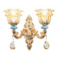 Frendorf | 2-lagige Blumen Kristall Wandlampen-Kit traditionelle 1/2-Lampe Nachttisch Wandmontage Beleuchtung in Gold