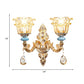 Frendorf | 2-lagige Blumen Kristall Wandlampen-Kit traditionelle 1/2-Lampe Nachttisch Wandmontage Beleuchtung in Gold