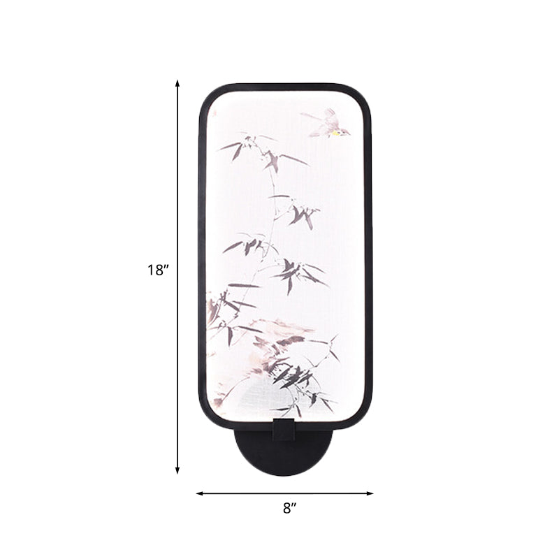 Frendorf | Bamboe Leaf/Berg PVC Wand Muurverlichting Aziatisch Zwart Geïntegreerd LED Wandgemonteerd Licht voor Woonkamer