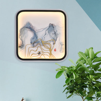 Frendorf | Metalen Riverside Mountain Muurverlichting Chinese Stijl Vierkante LED Plafondlamp Wandlamp in Zwart