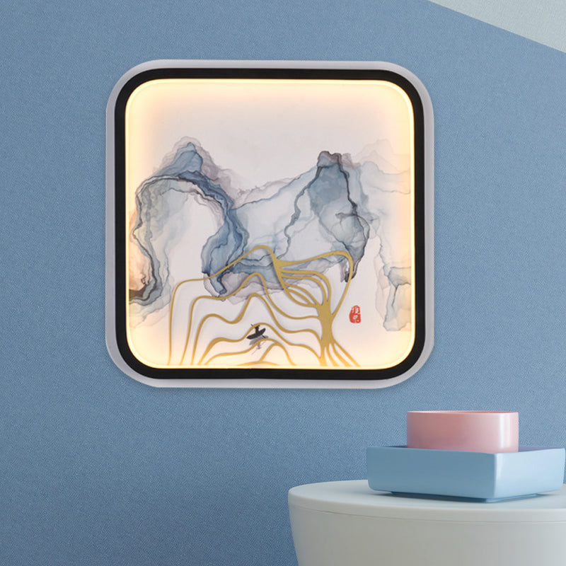 Frendorf | Metalen Riverside Mountain Muurverlichting Chinese Stijl Vierkante LED Plafondlamp Wandlamp in Zwart