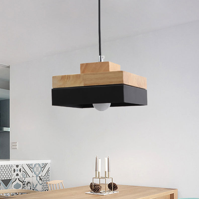 Macaron Loft Rund/Rechteck Pendelleuchte Einzelne Licht Holz Pendelleuchte für Esszimmer Buchhandlung