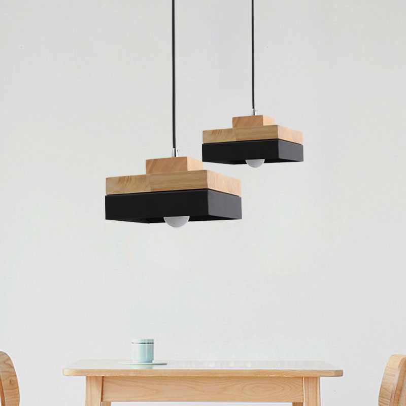 Macaron Loft Rund/Rechteck Pendelleuchte Einzelne Licht Holz Pendelleuchte für Esszimmer Buchhandlung