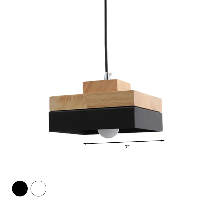Macaron Loft Rund/Rechteck Pendelleuchte Einzelne Licht Holz Pendelleuchte für Esszimmer Buchhandlung