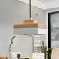 Macaron Loft Rund/Rechteck Pendelleuchte Einzelne Licht Holz Pendelleuchte für Esszimmer Buchhandlung