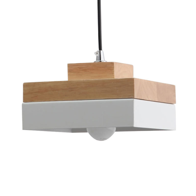 Macaron Loft Rund/Rechteck Pendelleuchte Einzelne Licht Holz Pendelleuchte für Esszimmer Buchhandlung