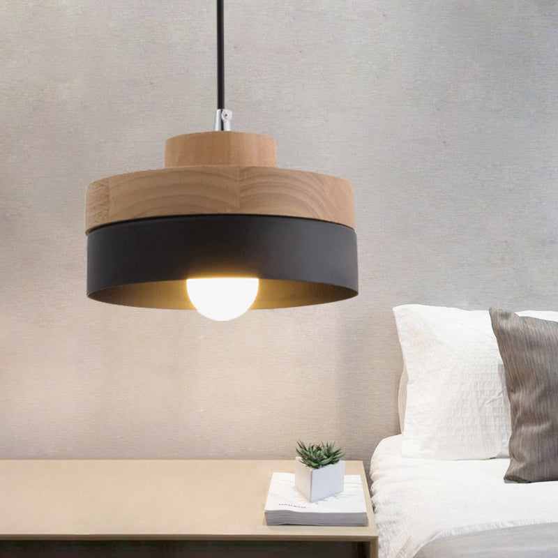 Macaron Loft Rund/Rechteck Pendelleuchte Einzelne Licht Holz Pendelleuchte für Esszimmer Buchhandlung
