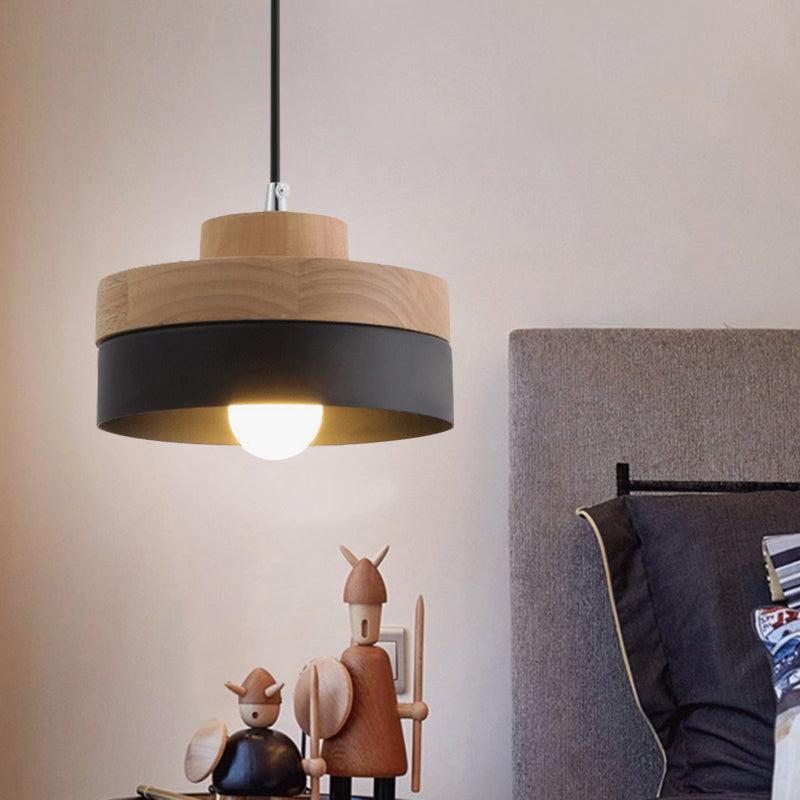 Macaron Loft Rund/Rechteck Pendelleuchte Einzelne Licht Holz Pendelleuchte für Esszimmer Buchhandlung