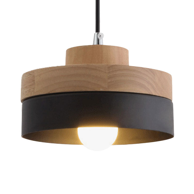 Macaron Loft Rund/Rechteck Pendelleuchte Einzelne Licht Holz Pendelleuchte für Esszimmer Buchhandlung