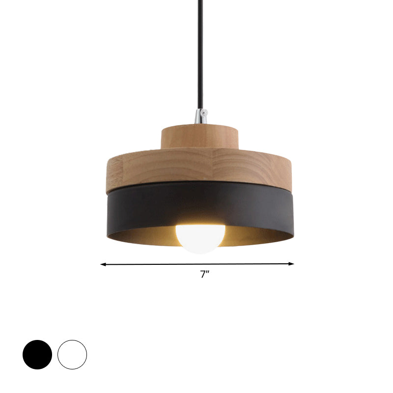 Macaron Loft Rund/Rechteck Pendelleuchte Einzelne Licht Holz Pendelleuchte für Esszimmer Buchhandlung