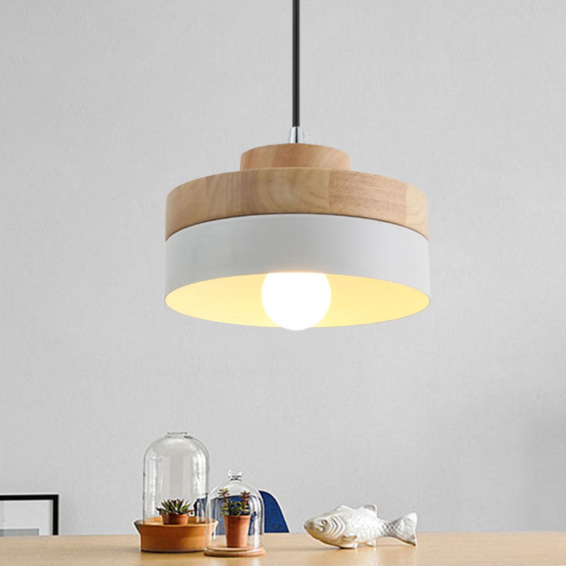 Macaron Loft Rund/Rechteck Pendelleuchte Einzelne Licht Holz Pendelleuchte für Esszimmer Buchhandlung