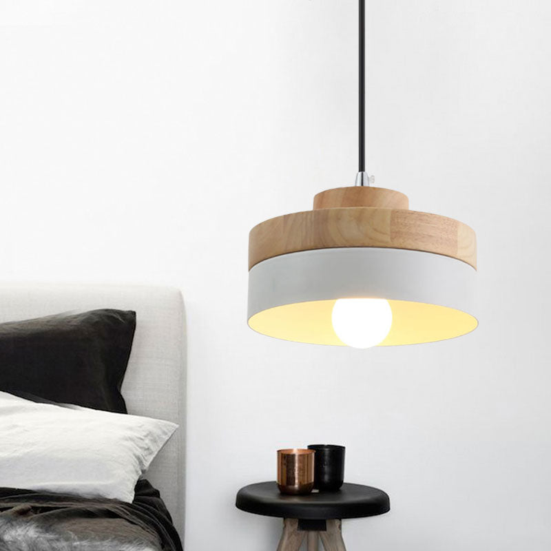 Macaron Loft Rund/Rechteck Pendelleuchte Einzelne Licht Holz Pendelleuchte für Esszimmer Buchhandlung
