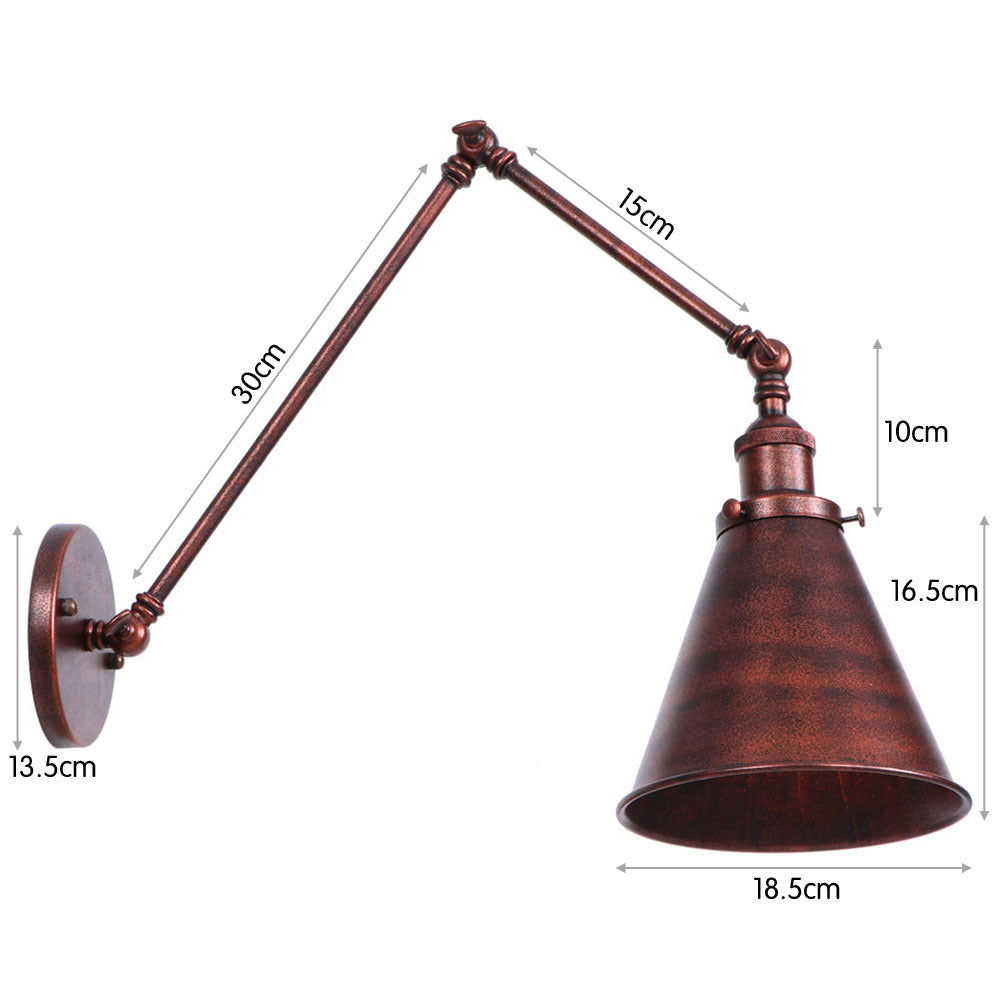 Frendorf | Metall Schwarz/Rost Wandmontage Licht Flachschirm 1 Glühbirne Industrie Stil Wandleuchte mit Schwenkarm