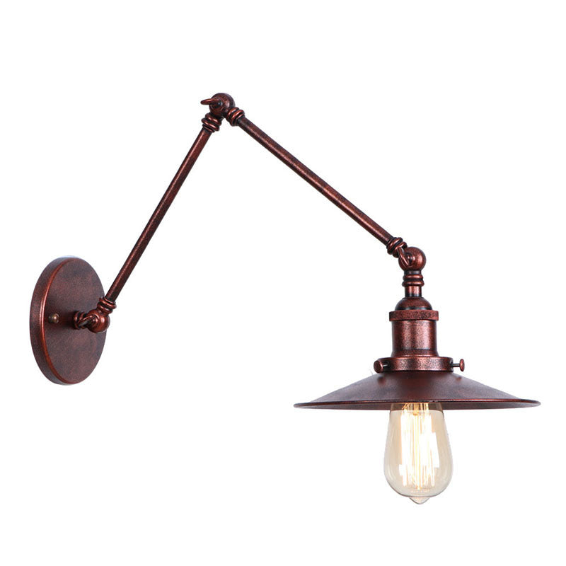 Frendorf | Metall Schwarz/Rost Wandmontage Licht Flachschirm 1 Glühbirne Industrie Stil Wandleuchte mit Schwenkarm