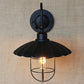 Frendorf | Metalen wandlamp met geschulpte rand en kooi-schaduw Nautisch stijl 1 hoofd Slaapkamer wandgemonteerde lamp in zwart