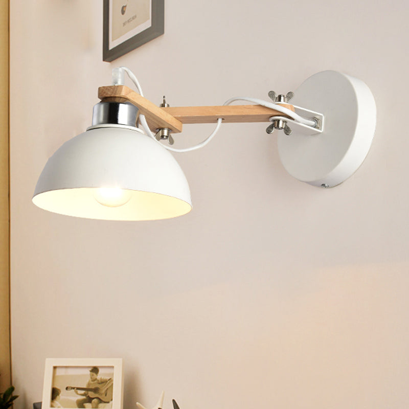 Frendorf | Schwarz/Weiß Kuppel-Schirm Wandmontage Leuchte Nordic Style Metall 1 Licht Korridor Wandbeleuchtung Leuchte
