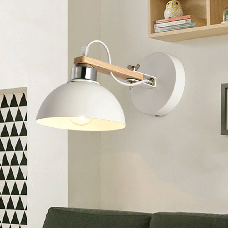 Frendorf | Schwarz/Weiß Kuppel-Schirm Wandmontage Leuchte Nordic Style Metall 1 Licht Korridor Wandbeleuchtung Leuchte