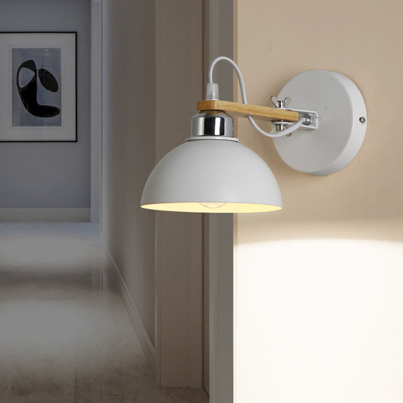 Frendorf | Schwarz/Weiß Kuppel-Schirm Wandmontage Leuchte Nordic Style Metall 1 Licht Korridor Wandbeleuchtung Leuchte