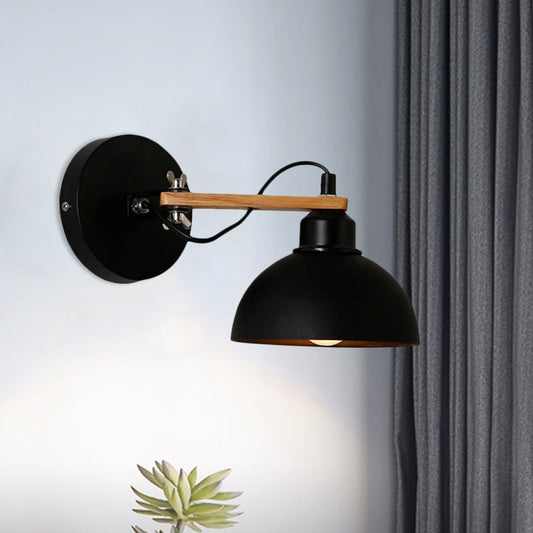 Frendorf | Schwarz/Weiß Kuppel-Schirm Wandmontage Leuchte Nordic Style Metall 1 Licht Korridor Wandbeleuchtung Leuchte