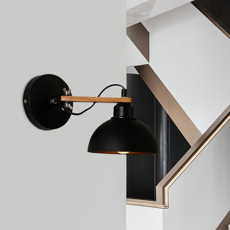 Frendorf | Schwarz/Weiß Kuppel-Schirm Wandmontage Leuchte Nordic Style Metall 1 Licht Korridor Wandbeleuchtung Leuchte