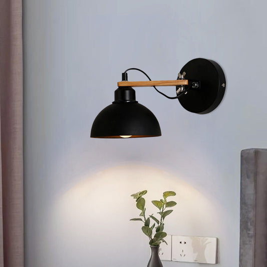 Frendorf | Schwarz/Weiß Kuppel-Schirm Wandmontage Leuchte Nordic Style Metall 1 Licht Korridor Wandbeleuchtung Leuchte