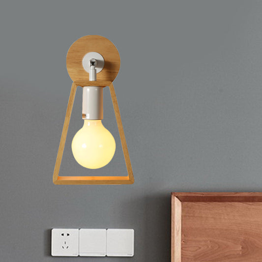 Frendorf | 1 Kopf drehbare Trapez Wandlampe modernes Design beige Holz Wandleuchte für Schlafzimmer
