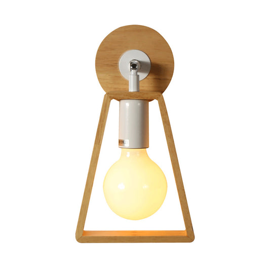 Frendorf | 1 Kopf drehbare Trapez Wandlampe modernes Design beige Holz Wandleuchte für Schlafzimmer