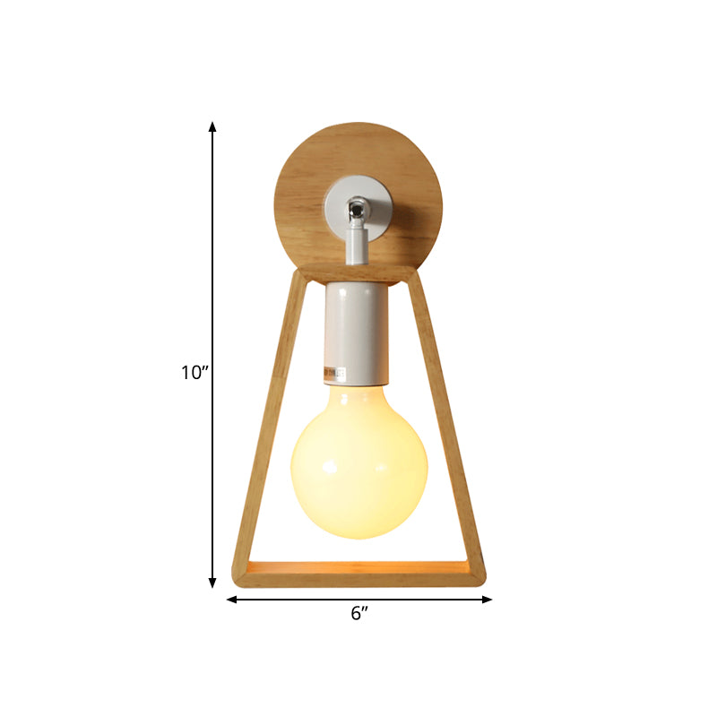 Frendorf | 1 Kopf drehbare Trapez Wandlampe modernes Design beige Holz Wandleuchte für Schlafzimmer