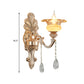 Frendorf | 1/2-Kopf Wandlampe Mid-Century Florale Kristall Wandbeleuchtung Idee in Gold für Nachttisch